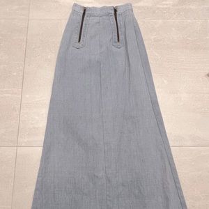 Vintage double zipper denim skirt